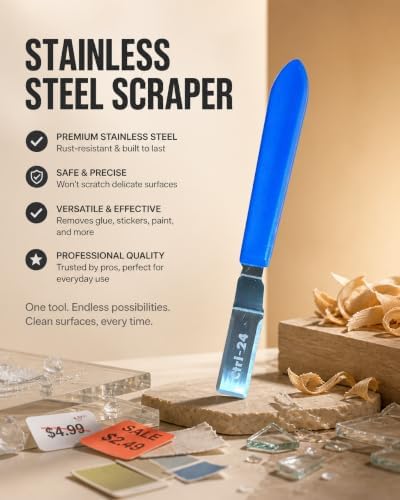 Sticker, Label & Adhesive Remover Tool – Stainless Steel Scraper Removes Decals - Image 2