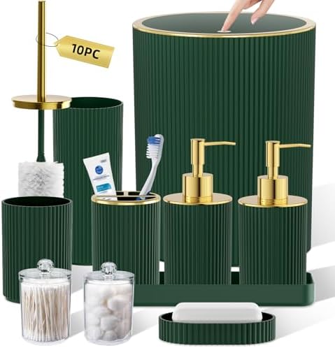 Dark Green Bathroom Accessories Set by LetUsMakeHomeYourFavoriteDestination