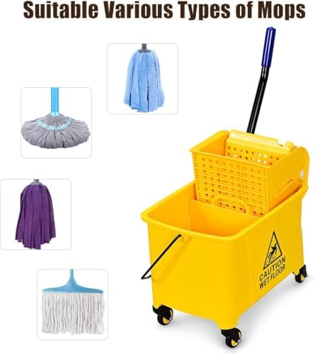 Mop Bucket, Commercial Bucket for Mopping on Wheels - Image 7