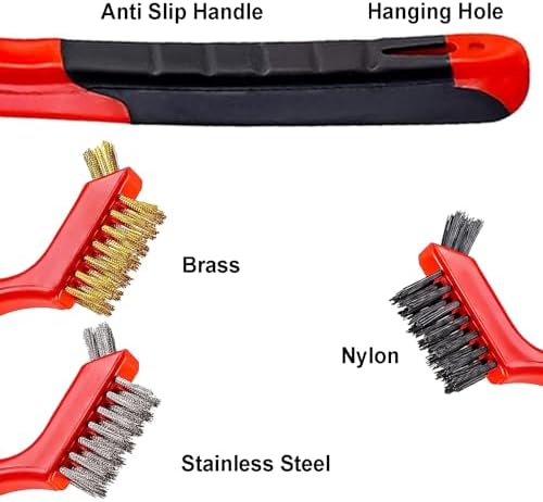 YiwerDer 3Pcs Mini Wire Brush Set, Stainless Steel/Brass/Nylon Bristles Wire - Image 4