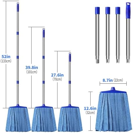 Microfiber Cloth Mop, Commercial Cloth Mops 52“ Stainless Steel Handle - Image 3