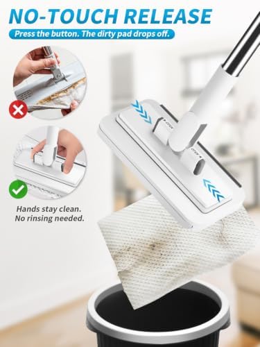 Snap Grip Mini Mop with 50 Inch Adjustable Handle, Hands Free Flat Mop - Image 3