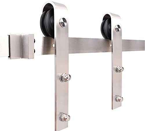 Stainless Steel J-Shape Basic Contemporary Sliding Barn Door Hardware Kit by KINMADE