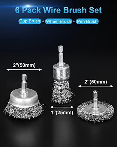 Rocaris 6 Pack Carbon Steel Wire Wheel Brush, Wire Brush - Image 2