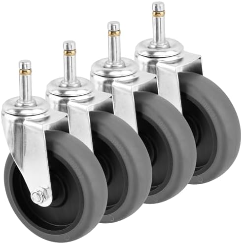 4PCS 4 Inch Stem Caster Wheels, Heavy Duty TPR Non-Marking Rubber Swivel Casters by Unknown