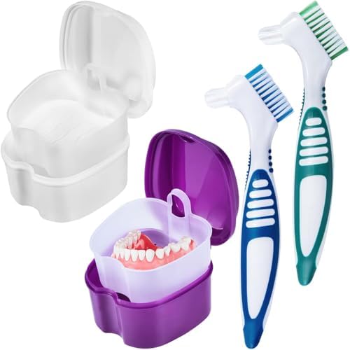 KISEER 2 Pack Denture Bath Case Cup Box Holder Storage Container by KISEER