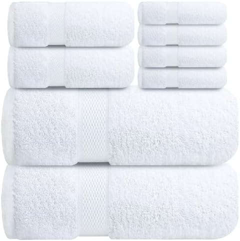 Infinitee Xclusives 100% Cotton Bath Towel Set – 8 Piece Bathroom Towel Set by InfiniteeXclusives