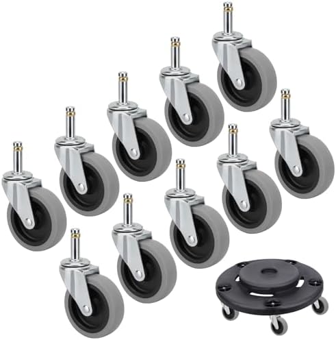 Replacement Casters for Trash Can Dolly Set of 10: 3 Inch Heavy Duty by BeiLan