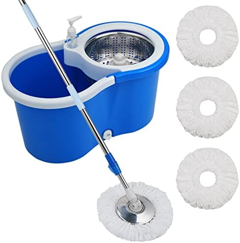 Spin Mop and Bucket with Wringer Set, 3 Mop Refills by PULNDA