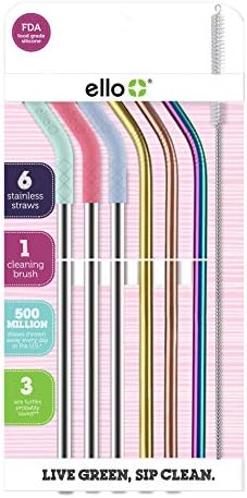 Ello Impact 6 Pack Reusable Metal Straws - Image 2
