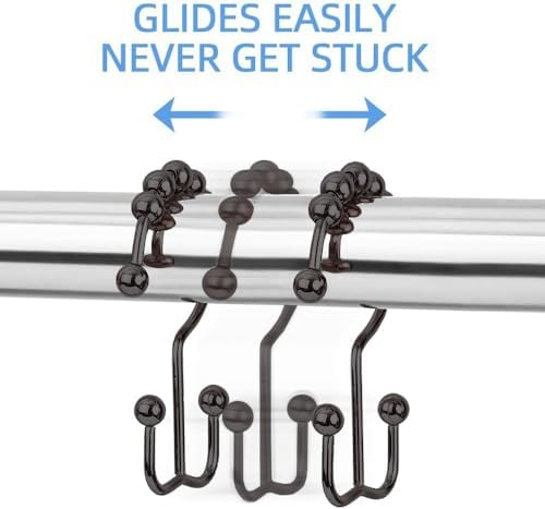 DAWNER Shower Curtain Hooks Rings, Rust Proof Hooks, Metal Easy Glide Double - Image 3