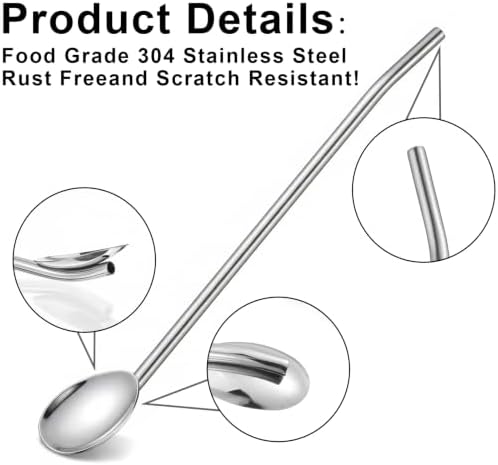Stainless Steel Spoon Straws 6 Pack, 2 in 1 Snow Cone Straws - Image 3