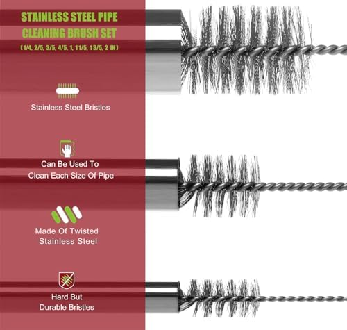 Pipe Cleaning Brush Set Stainless Steel Bristles - Image 4