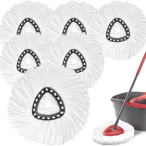 6 Pack Spin Mop Replacement Heads, 100% Microfiber Mop Head, Deep Cleaning by V-chen