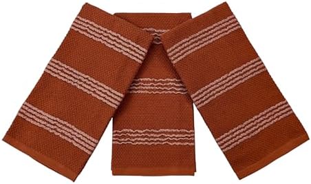 Terracotta Orange Rust Kitchen Dish Towels, 100% Cotton by SerafinaHome