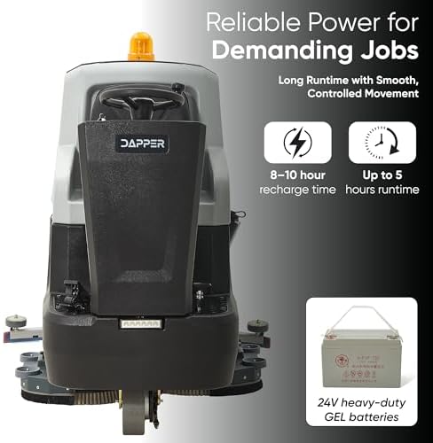 Battery Powered Ride-On Commercial Floor Scrubber Machine, 46 gal Solution Tank - Image 6