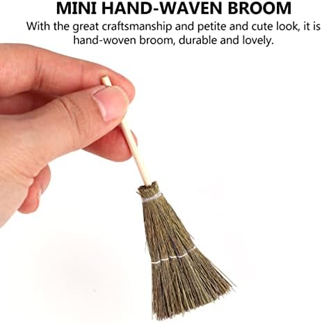 SHINEOFI Mini Hand-Woven Broom Set 2 Pieces Dollhouse Decor Broom Realistic - Image 3