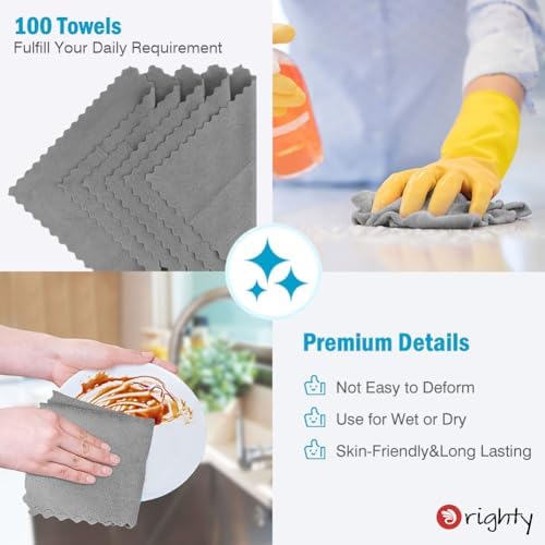 Orighty Microfiber Cleaning Cloth Bulk, 100 Pack, 11.5x11.5 inch - Image 5