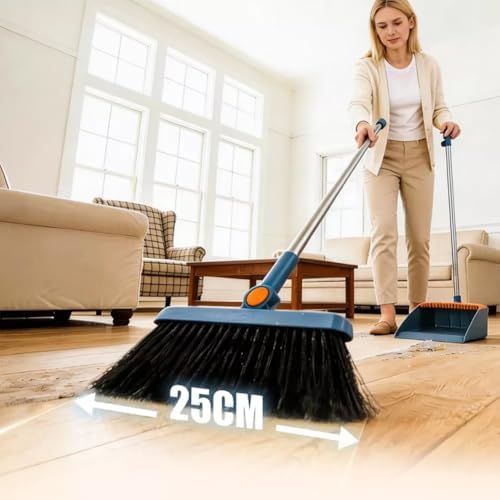 Heavy Duty Broom and Dustpan Combo Set Extendable Handle, 180° Rotating Pet - Image 2