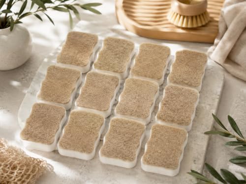 Wood Pulp Kitchen Sponges, 12 Pack – Natural Cellulose & Coconut Scrubber - Image 7