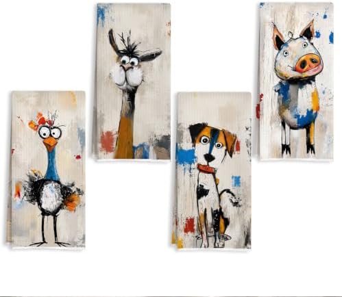 Whimsical Animals Kitchen Towels Set by Unknown