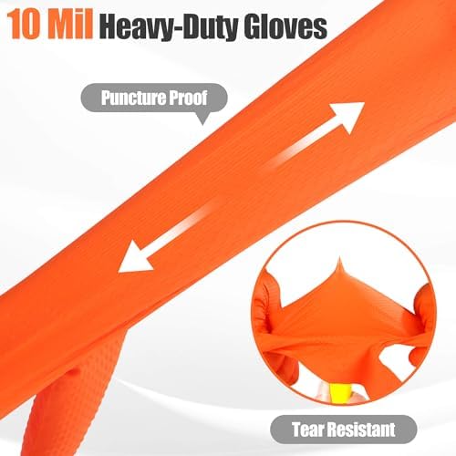 TREEGO 10 Mil Heavy Duty Orange Nitrile Mechanic Gloves - Image 5