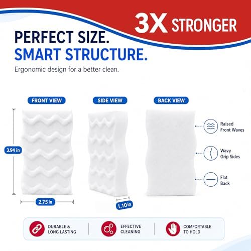 3X Density Magic Sponge Eraser, 20 Pack Cleaning Sponge - Image 2