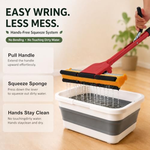 Sponge Mops for Floor Cleaning, Natural Cellulose Squeeze Mop - Image 6