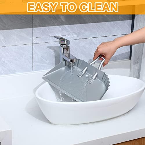 Mumufy 2 Pcs Heavy Duty Metal Dust Pans, 12 Inch Stainless Steel Silver - Image 6