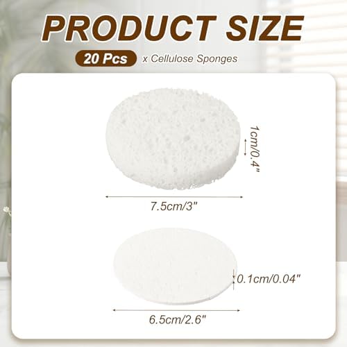 uxcell 20Pcs Cellulose Sponges, Round Kitchen Clean Sponges Non-Scratch - Image 2