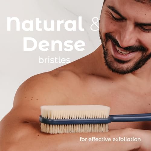 MainBasics Shower Brush Back Scrubber, Dual Sided Body Brush, Long Handle - Image 3