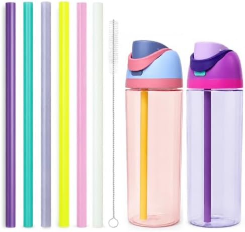 6pcs Replacement Straws for Owala FreeSip 25oz Bottle, Reusable Plastic Straws by NTIERA
