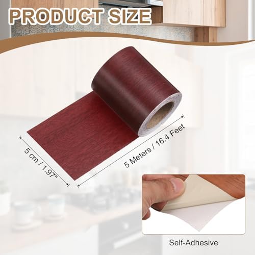 uxcell Wood Tape, 2 Inch x 16ft Self-Adhesive Wood Grain Repair Tape Patch - Image 2