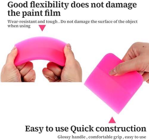Trinkrittey 3 Pcs Pink Car TPU Rubber Squeegee, Anti-Scratch - Image 5