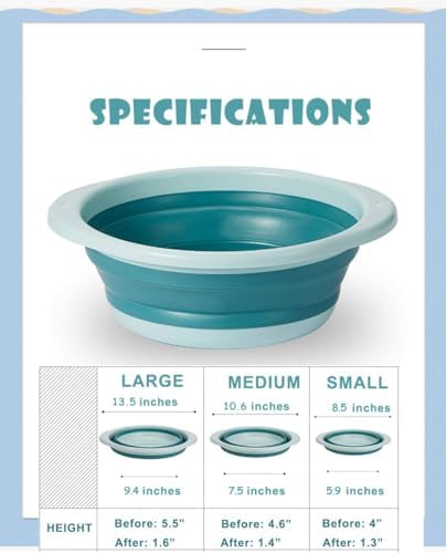 3-Pack Collapsible Wash Basin Set, Baby Kids Wash Basin Dish Tub - Image 2