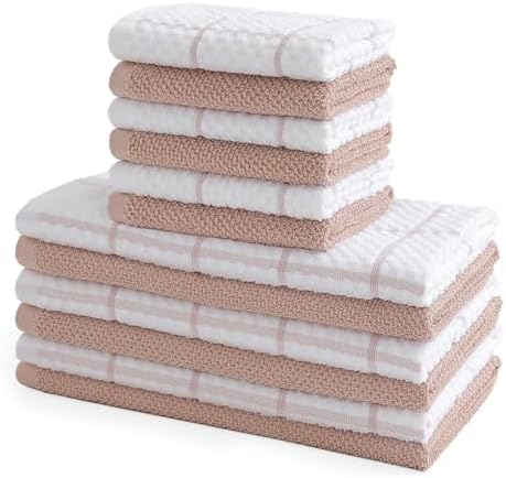 12 Pack Kitchen Towels and Dishcloths Set, 100% Cotton Soft and Absorbent by Unknown