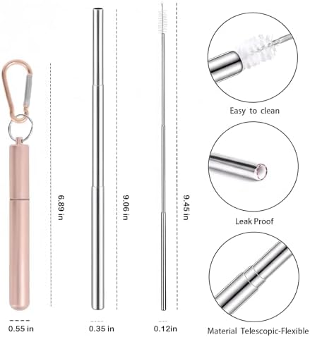 Collapsible Metal Straws, Travel Drinking Straws - Image 2