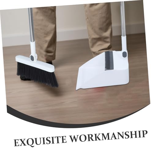 White Broom and Dustpan Set, 36.7 Inch Stainless Steel Handle - Image 3