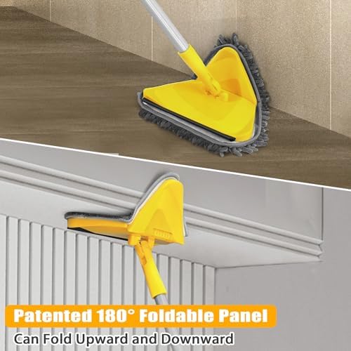 JEHONN Wall Mop with Long Handle 80 Inches, Upgraded 180° Collapsible Baseboard - Image 2