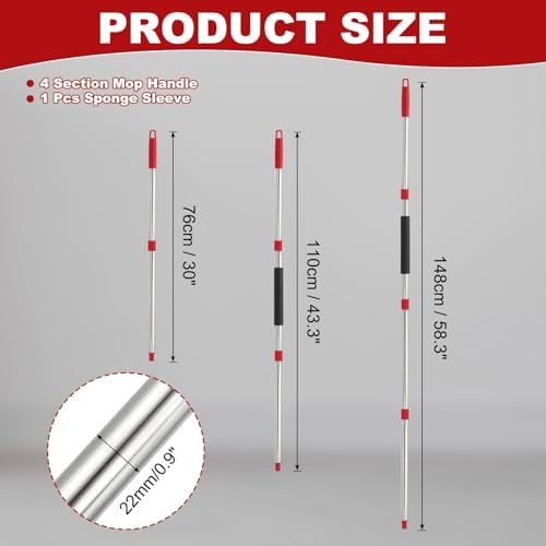 uxcell Spin Mop Replacement Handle 4 Section 30"-to-58 Red - Image 2