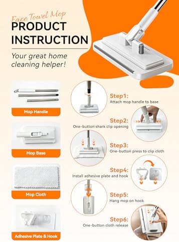 Hands-Free Mini Mop Set, Auto Clip Face Towel Clamp - Image 6