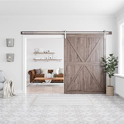 SMARTSTANDARD 10 Feet Brushed Nickel Barn Hardware Kit, Fit 60" W Door - Image 4