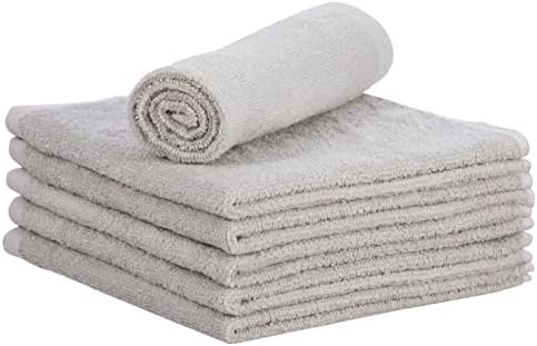 Superio Cotton Terry Washcloths Grey Towels 100% Cotton Cleaning Cloth 16" Rags by Superio