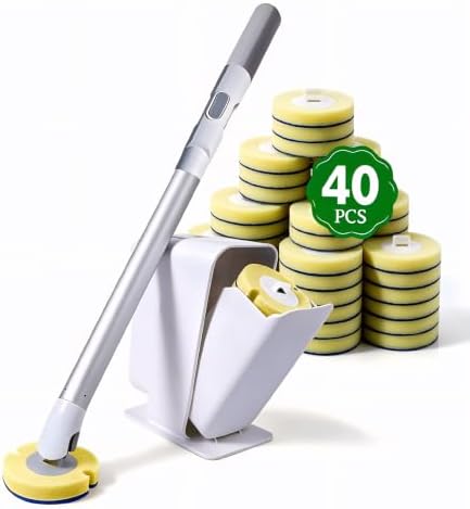 Eyliden Toilet Brush Set with 40 Refills, Compact Caddy by Eyliden