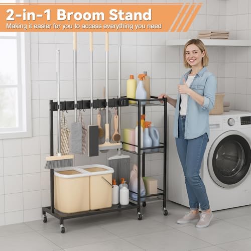 2 in 1 Metal Cleaning Carts on Wheels - Image 4