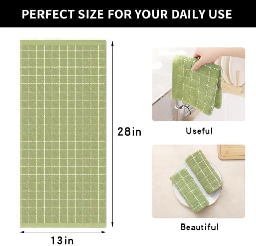 Homaxy 100% Cotton Terry Kitchen Towels, 4 Pack, Sage Green - Image 5