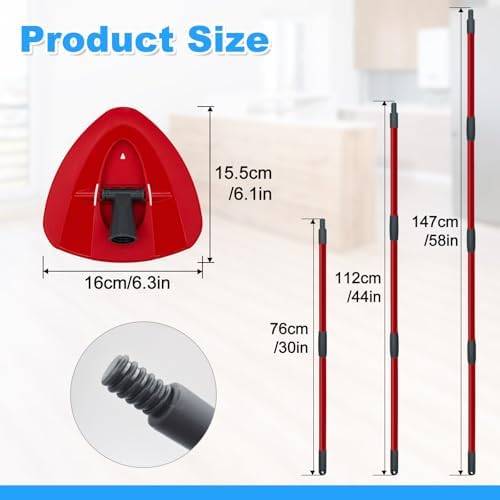 Mop Handle for Ocedar, Spin Mop Handle for O Cedar, 4-Section 30" to 58" - Image 2