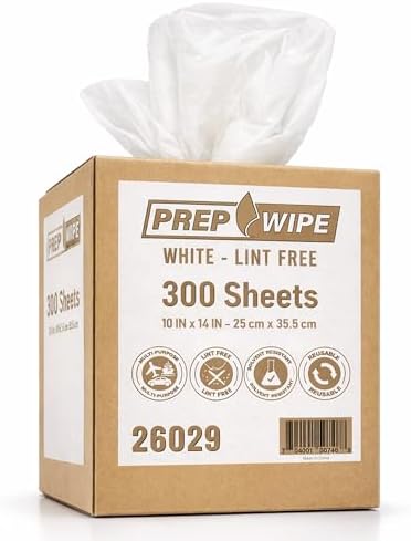 26029 Prep Wipe WHITE Lint Free Cleaning Towels Pack of 300 Sheets, Perforated by LAUCO