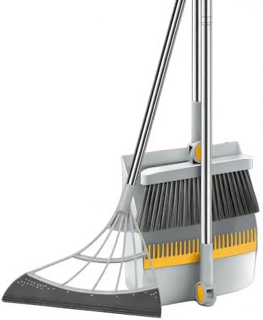 3 Piece Broom and Dustpan Set, 180° Rotatable Broom Head, Extendable Handle by Unknown