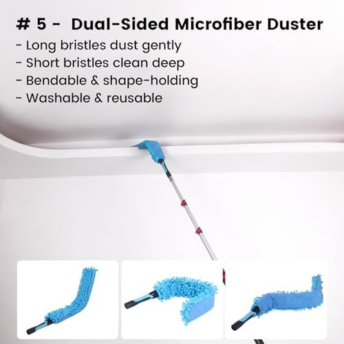 Ceiling Fan Duster Kit - 12 FT Extension Pole - 6-Piece House Cleaning Set - Image 7